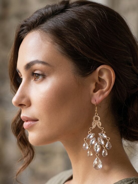 Boho Gold Filigree Chandelier Earrings - Picture 4 of 4